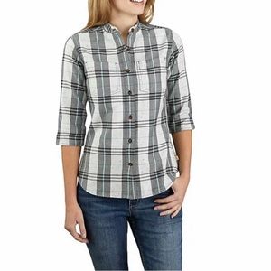 CARHARTT WOMEN'S RELAXED FIT MIDWEIGHT TWILIGHT PLAID TOP Sz Small